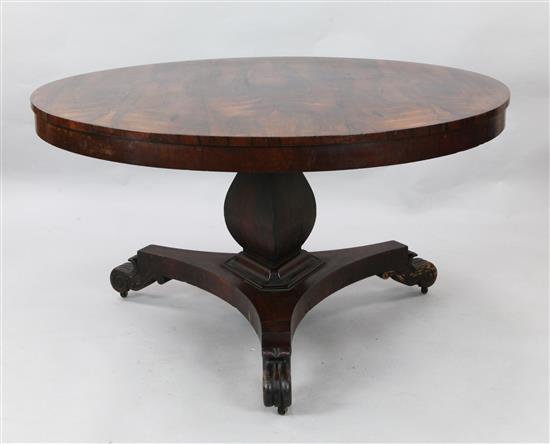 An early Victorian rosewood breakfast table, Diam. 4ft 3in.
